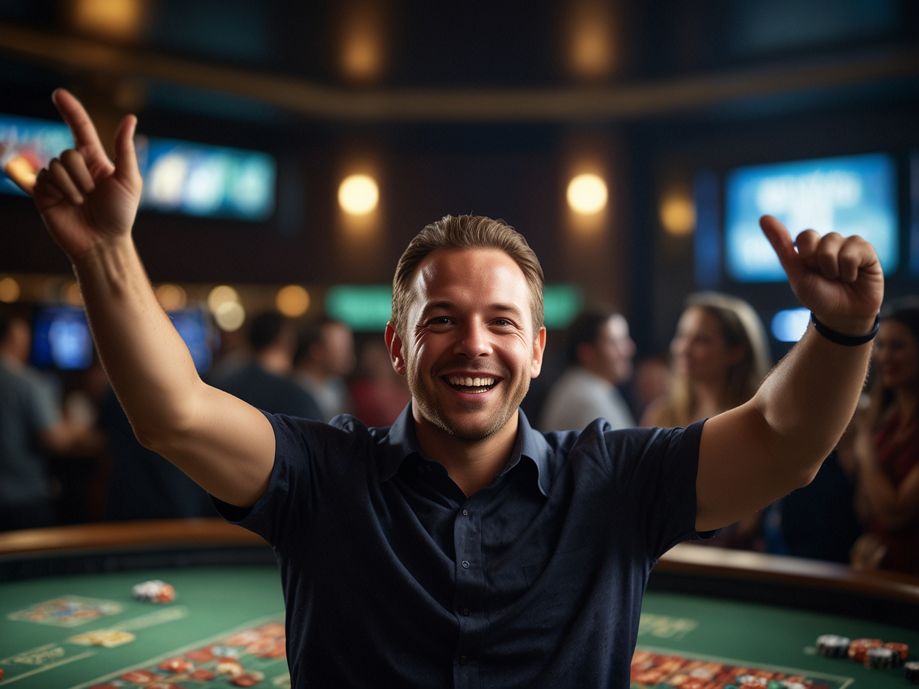 Jugador celebrando en un casino
